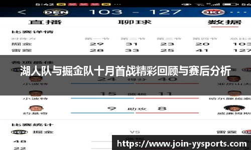 湖人队与掘金队十月首战精彩回顾与赛后分析