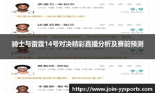 骑士与雷霆14号对决精彩直播分析及赛前预测